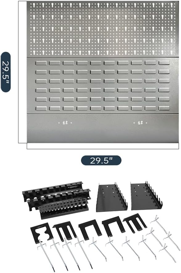 Garage Tool Storage Cabinet System with Wooden Tabletop, for Workshop Auto Repair Shop, No Wall Mounting Needed