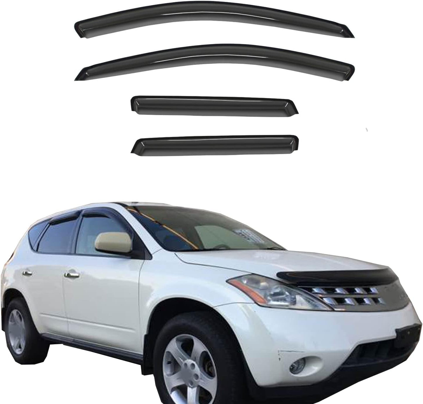 Smoke Sun/Rain Guards Window Visors Compatible with 2003-2008 Nissan Murano Wind Deflector 4pc 94921