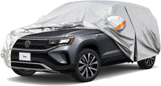 Kayme 6 Layers SUV Car Cover Custom Fit for VW Volkswagen Taos(2021-2025) Waterproof All Weather for Automobiles, Outdoor Full Cover Rain Sun UV Protection.Silver