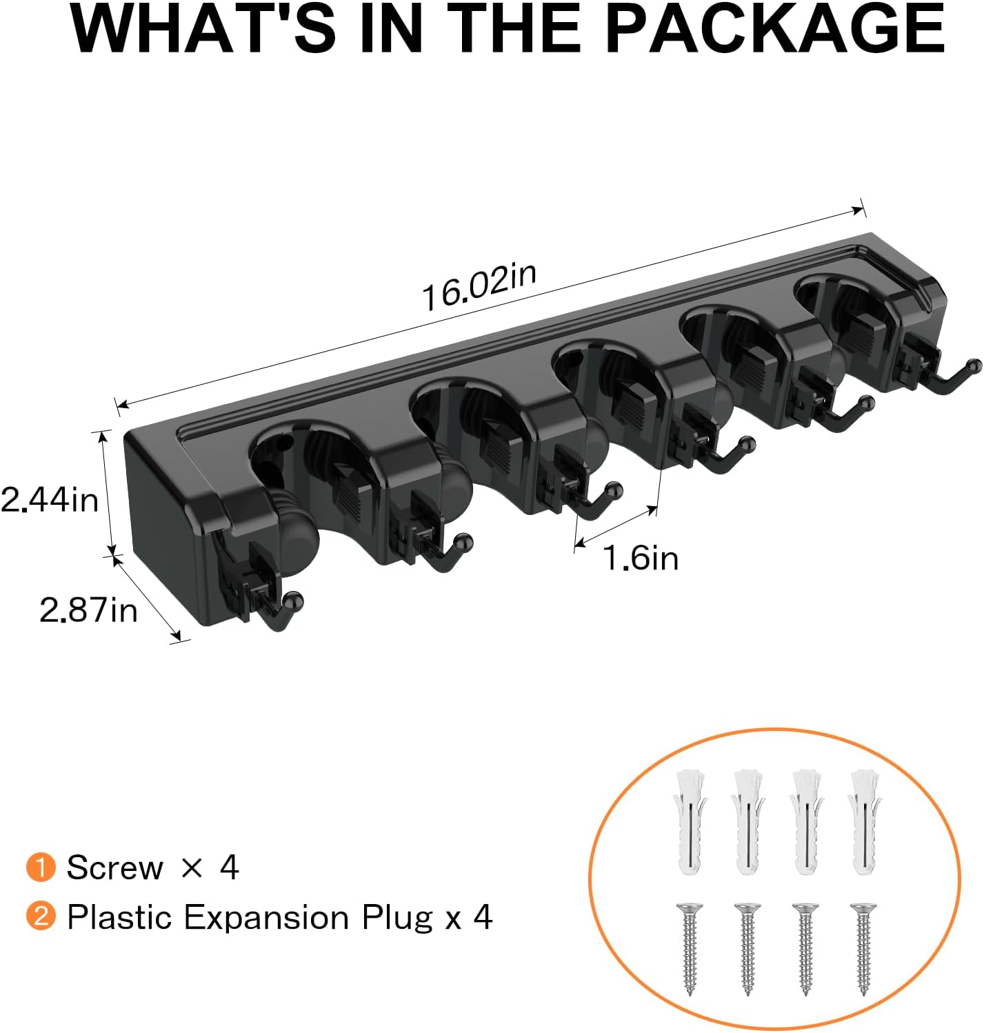 nacena Broom Holder Wall Mount, 2 Packs Black Wall Hanging Garden Tool & Utility Closet Organizer Mop & Broom Hook Wall Mounted Heavy Duty Broom and Mop Organizer Wall Hanging for Bathroom, garage