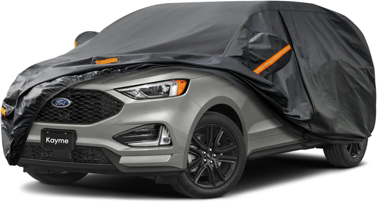 Kayme 7 Layers SUV Car Cover Custom Fit for Ford Edge (2015-2025) Waterproof All Weather for Automobiles, Outdoor Full Cover Rain Sun UV Protection.Black