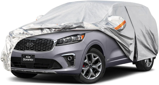 Kayme 6 Layers SUV Car Cover Custom Fit for Kia Sorento (2012-2025) Waterproof All Weather for Automobiles, Outdoor Full Cover Rain Sun UV Protection.Silver