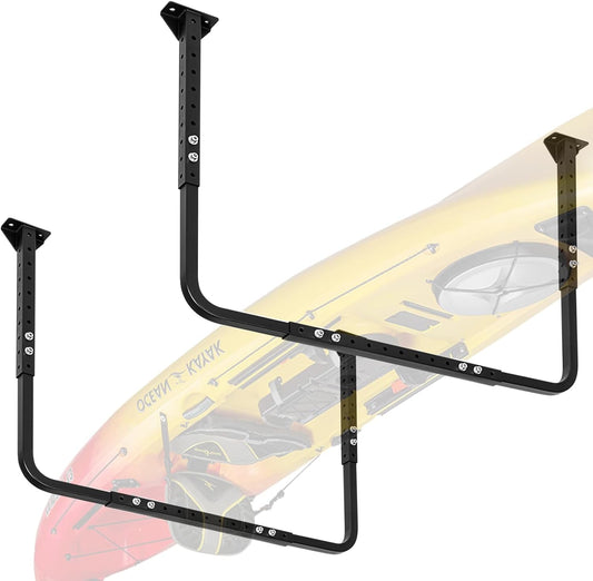 Adjustable Garage Ceiling Storage Racks, Garage Overhead Storage Bracket,Ceiling Mounted Heavy-duty Garage Storage Shelves,33 in. x 34 in,200lbs Weight Capacity, Black
