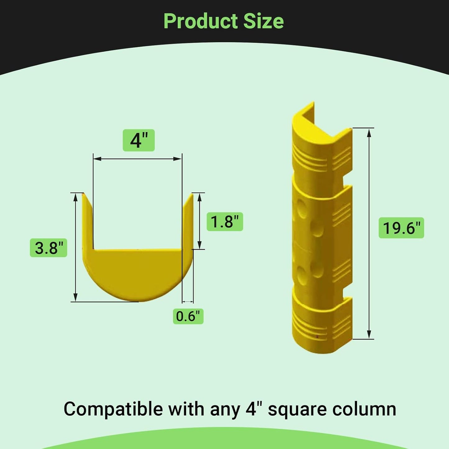 Warehouse Column Protector - Depot Shelves Forklift Crash Pads, Bollard Guard Cover for 4" Square Columns, High-Density Polyethylene, 1 Pcs