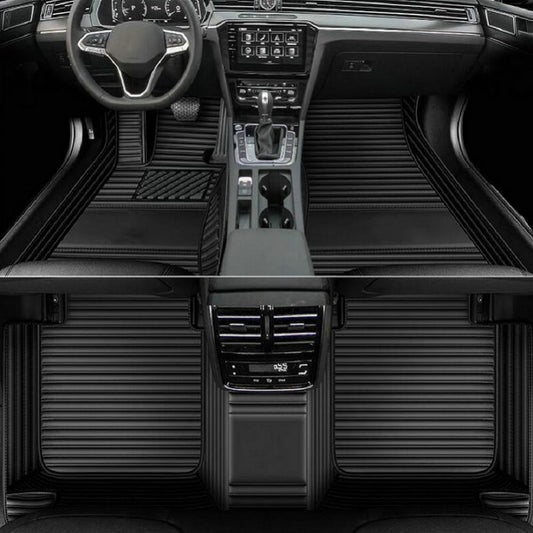 Customized Personalized car Floor mats, All-Weather Luxury car Floor mats, Waterproof and Anti Slip Leather car Floor mat Lining, 95% Customized car, Truck, and SUV Floor mats (Black Stripes)