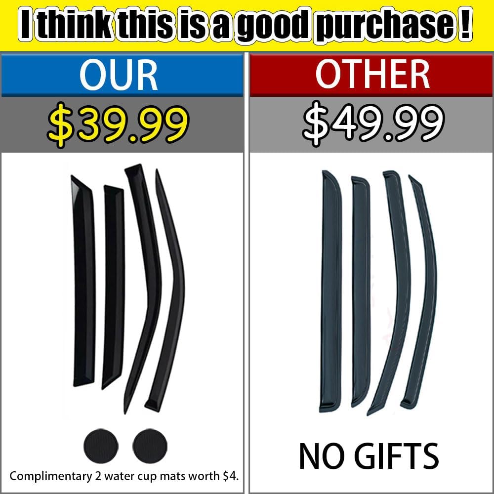 Rain Guards for Mazda CX-5 2017-2023, Tape-on Side Window Deflectors for Mazda CX-5, Window Visors for Mazda Cars, for Mazda Car Accessories 4 Rain Guards ＆ 2 Car Coasters