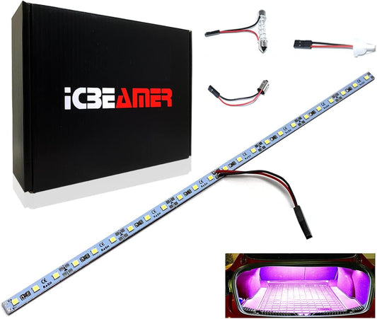 ICBEAMER 12" Purple 18SMD 2835 LED Strip Light Universal Fit Car Trunk Cargo Area or Interior Illumination