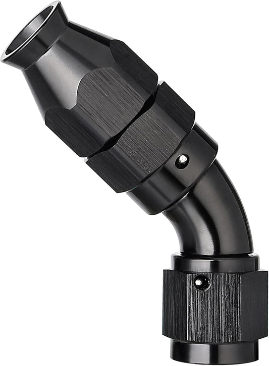 EVIL ENERGY 4AN 45 Degree PTFE One Piece Full Flow End Hose Fitting Aluminum Black