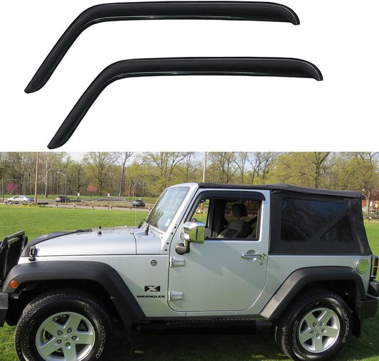 92328 Original Side Window Wind Deflector,2pcs Outside Mount Style Nice Sun Rain Guards Set,Window Visor fit for 2007-2018 Jeep Wrangler 2-Door