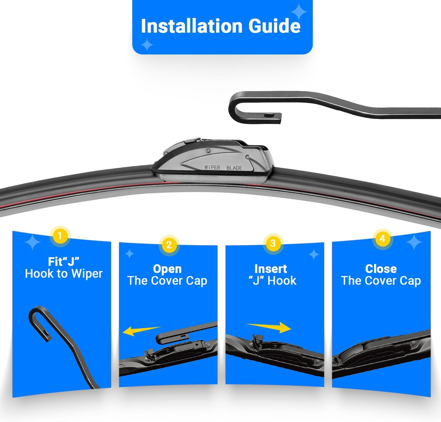 Windshield Wiper Blade Set Replacement for 2007-2016 Jeep Compass Original Equipment Replacement Front Rear Wiper Blades-22"/20"/11" (Set of 3) U/J Hook