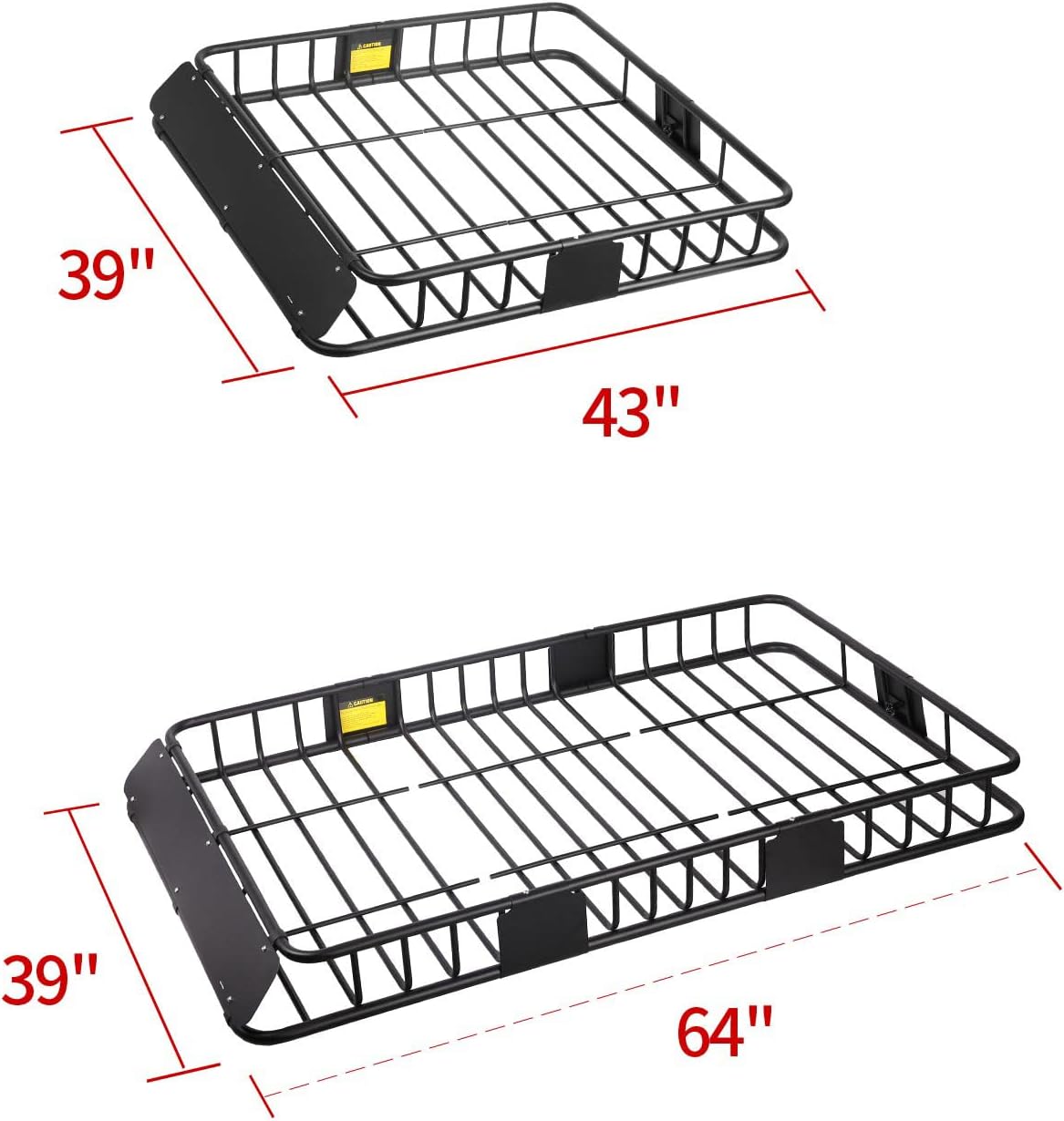 Leader Accessories Roof Rack Cargo Basket Set, Cargo Carrier Bag 15 Cubic Feet Capacity with Car Top Luggage Holder Adjustable Length 43/64 inches Cargo Net 3' x 4' for SUV, Van, Sedan,Jeep