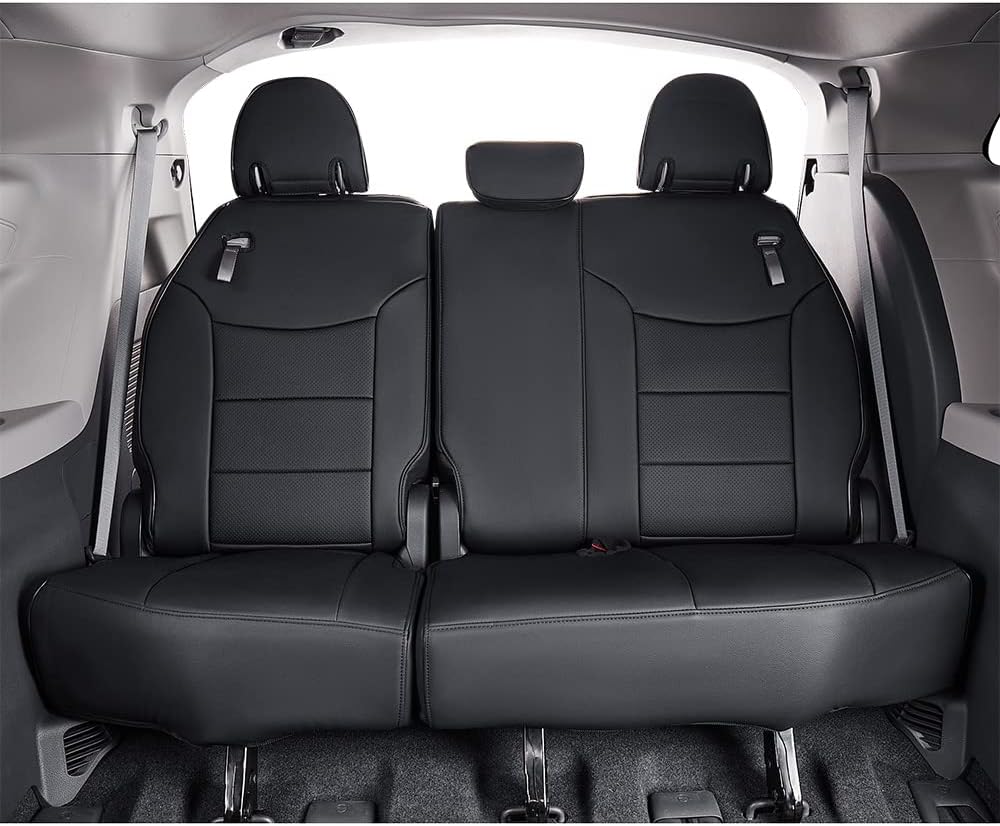 EKR Sienna Seat Covers for 2011-2020 Toyota Sienna L,LE,XLE,Limited,7 Seats,2nd Row Captain Seats W/NO Legrest,Waterproof Car Seat Cover Full Set,Car Seat Protectors- Three Row,Leather(Black)