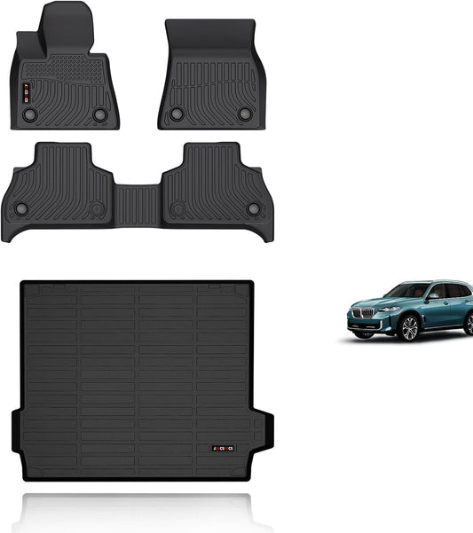 KELCSEECS Floor Mats & Cargo Liner Custom for BMW X5 2026 2025 2024 2023 2022 2021 2020 2019 Car Mats Automotive Cargo Mat Floor Liners Trunk Mat X5 All Weather Floor Mats Trunk Liner Black