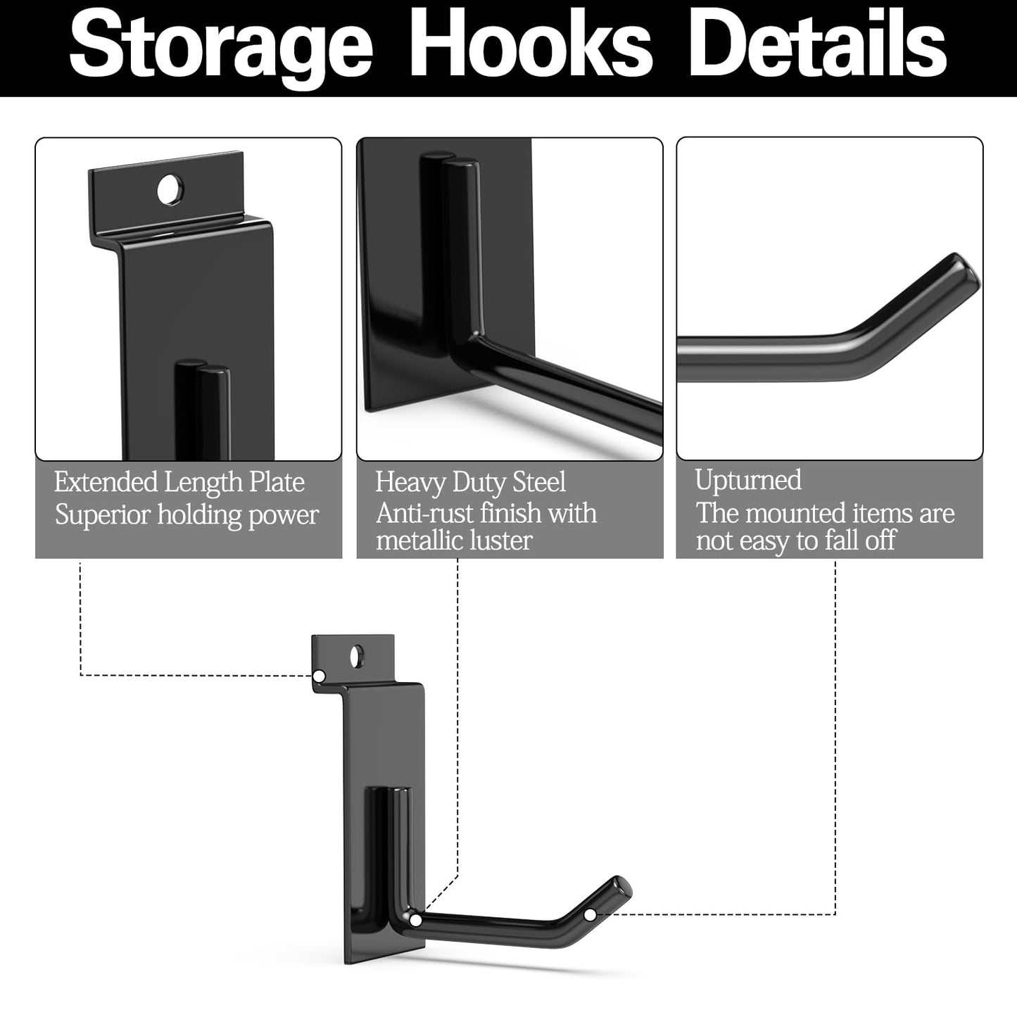 3-H Slatwall Accessories 30 Pack, 2 Inch Slatwall Hooks & Hangers, Heavy Duty Slat Wall Hanging Hooks, Proslat Accessories for Shop Retail Display