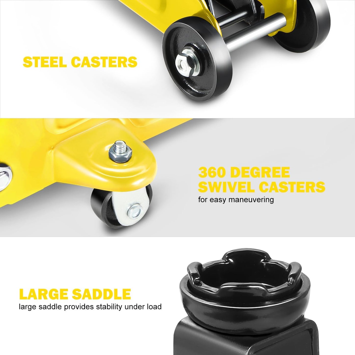 DNA MOTORING Low Profile Hydraulic Trolley Service/Floor Jack, 2 Ton (4000 lbs) Capacity, Lifting Range 5.1"-13", Yellow, TOOLS-00474-YL