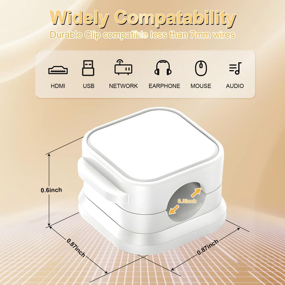 18 Pack Cord Organizer Holder,Magnetic Cable Clips Management,Easy Strong Adhesive Phone USB Charger Cord,Hide Or Organize Desk Cable for Kitchen,Office,Car,Nightstand（White and Black）