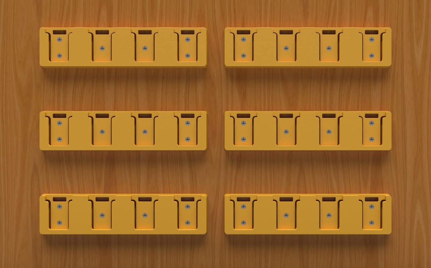 Battery Rack Compatible with DeWalt 20V Battery Holder, Mount 4 Slot Bulk Battery Garage Tool, Tools for Dewallt 20v, Wall Display Hook Holder (Yellow-4pc)