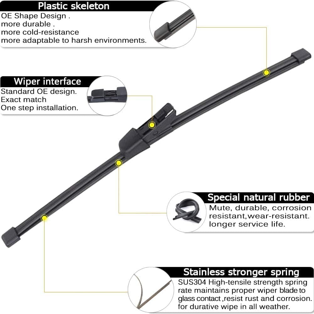 AUTOBOO 25"+22" Windshield Wipers with 15" Rear Wiper Blade Replacement for Volkswagen VW Tiguan 2018 2019 2020 2021 2022 2023 2024 -Original Factory Quality (Pack of 3)