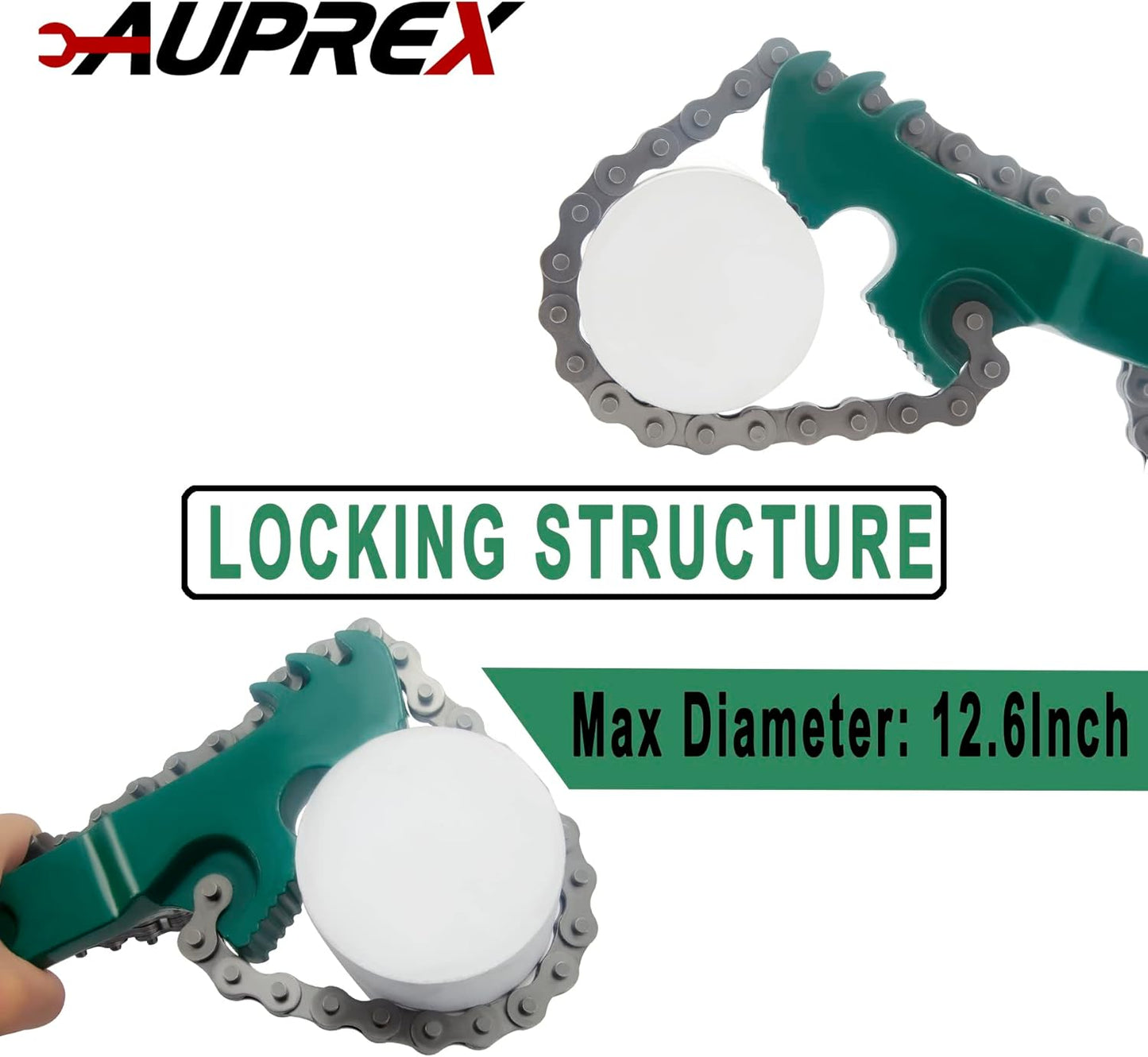 24 Inch Heavy Duty Chain Oil Filter Wrench, Adjustable Long Handle Tool Fits Max 12.6 Inch Diameter