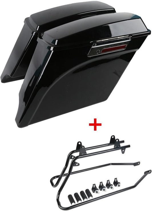 XFMT 5" Vivid Black Stretched Extended Hard Saddlebags Compatible with Harley FLH FLT