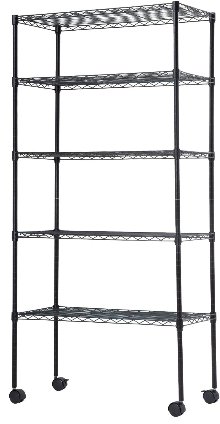 Wire Shelving Unit Metal Shelf Organizer Heavy Duty Wire Rack Storage Unit Rack Utility for Bathroom Office Kitchen (Black, 14" D x 30" W x 60" H)