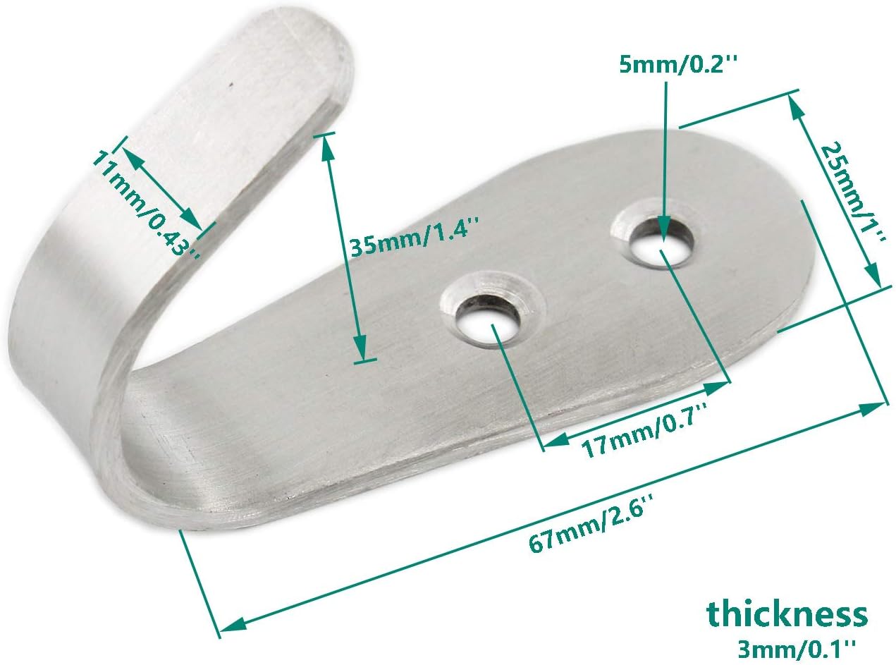 Stainless Steel Coat Hooks, Heavy Duty Metal Wall Mounted Hanger Hooks for Hanging Towels, Keys, Hats - Indoor and Outdoor Use - 8 Pack with Screws