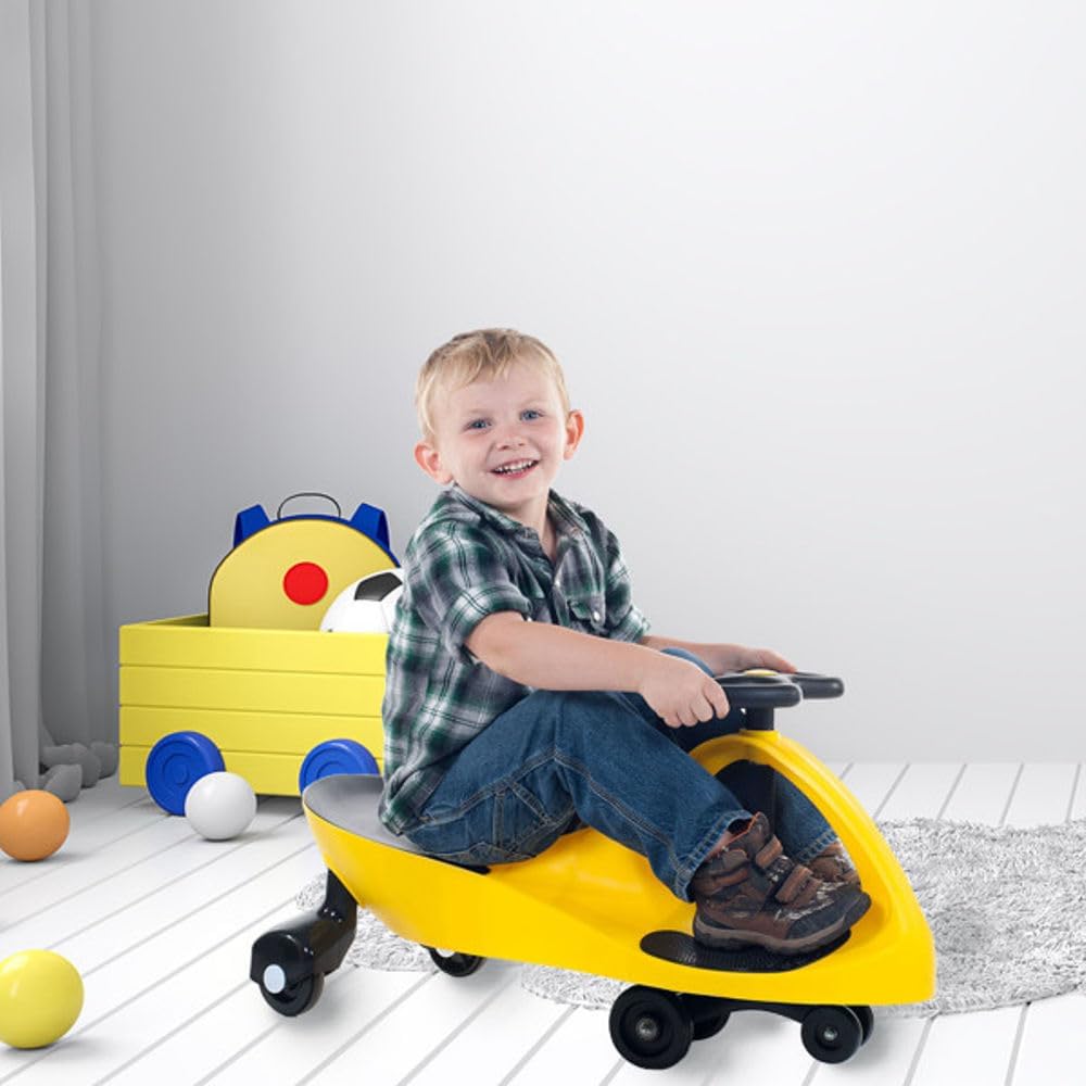 Wiggle Car - Ride on Toy for Ages 3 and Up - Toddler Ride on Toys with no Batteries, Gears or Pedals Just Twist, Wiggle, and Go by Lil’ Rider (Yellow)
