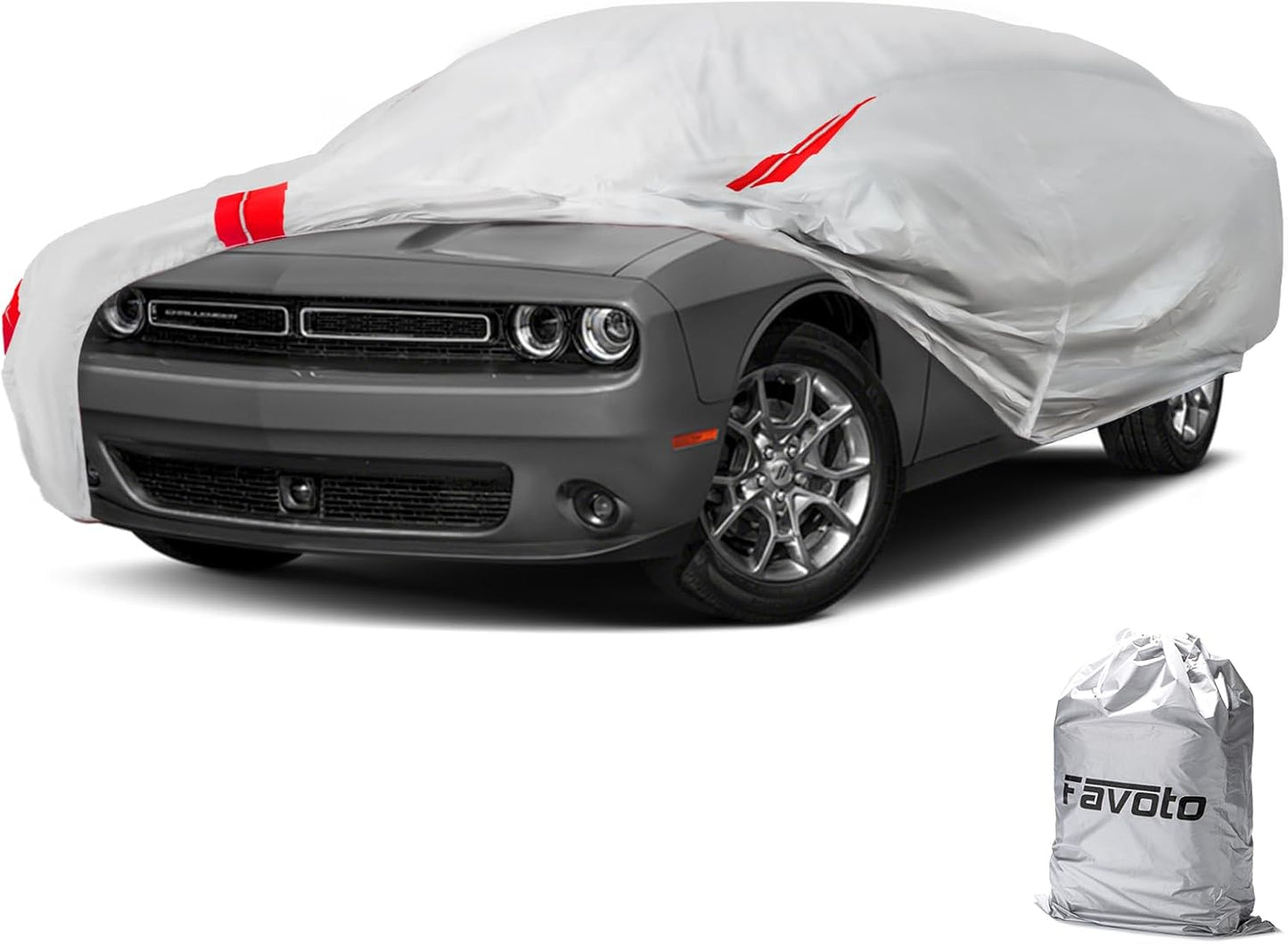 Favoto Car Cover Waterproof Outdoor - Custom Fit for Dodge Challenger (2008-2024) Oxford Cloth All Weather for Automobiles Rain Sun Dust Protection Windproof Full Car Covers