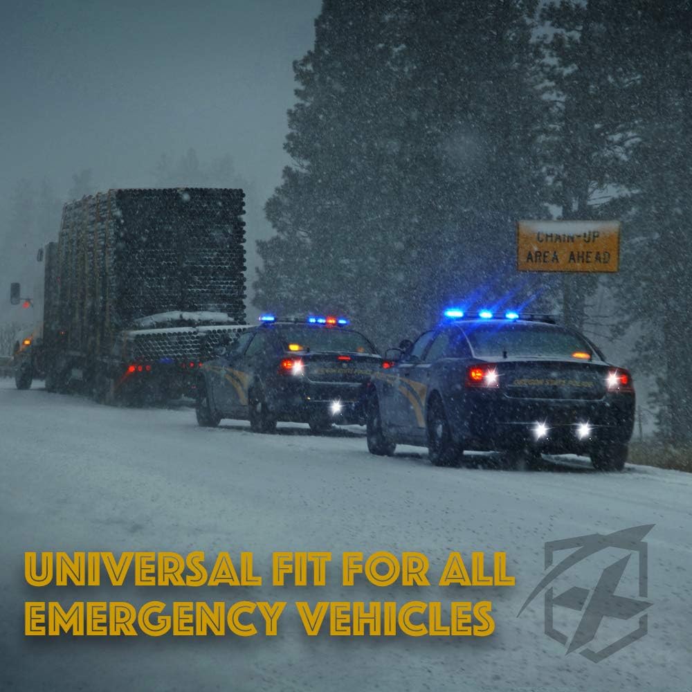 Xprite White LED Hideaway Emergency Strobe Lights Kit, 20 Flashing Modes w/Controller Headlights Taillights Fog Light Mounting, Hazard Warning Caution Light for 12V Vehicles Pickup Trucks Vans 8 PCS