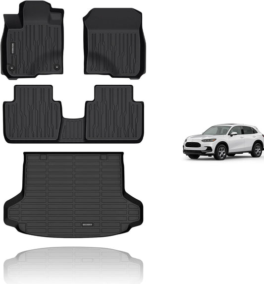 KELCSEECS Floor Mats & Cargo Liner Custom for 2026 2025 2024 2023 Honda HRV/Honda HRV Hybrid Car Mats Cargo Mat Floor Liners Trunk Liner HR-V All Weather Floor Mats Accessories Black