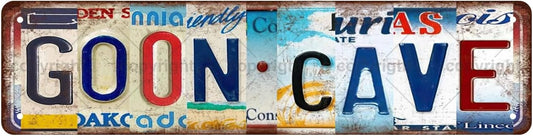 GOON CAVE Vintage Metal Tin Street Sign Bar Cafe Garage Cave Home Room Wall Bathroom Farmhouse Garden Porch Patio Decor, 16 x 4 Inch