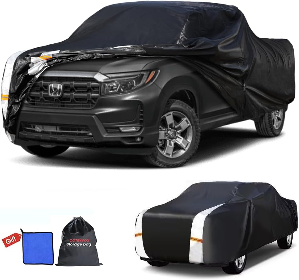 Honda Ridgeline Truck Cover Custom Fit 2005-2026 Crew Cab Short Bed(5.3') with Door Zipper, 10 Layers Outdoor Heavy Pickup Truck Cover Waterproof All Weather, Wind Dust Sun Protector.