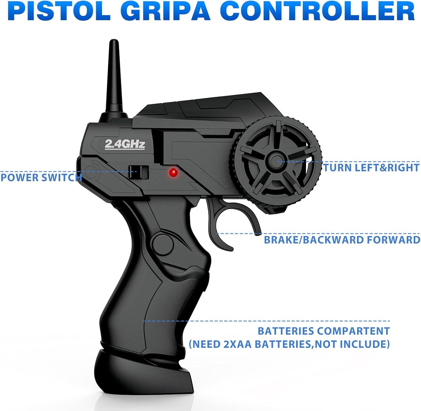 RC Drift Car, 1:24 4WD Drifting RC Cars 2.4GHz High Speed Remote Control Car with LED Light and Drift Tires Racing Toy Cars for Kids Boys Girls Adults, Blue