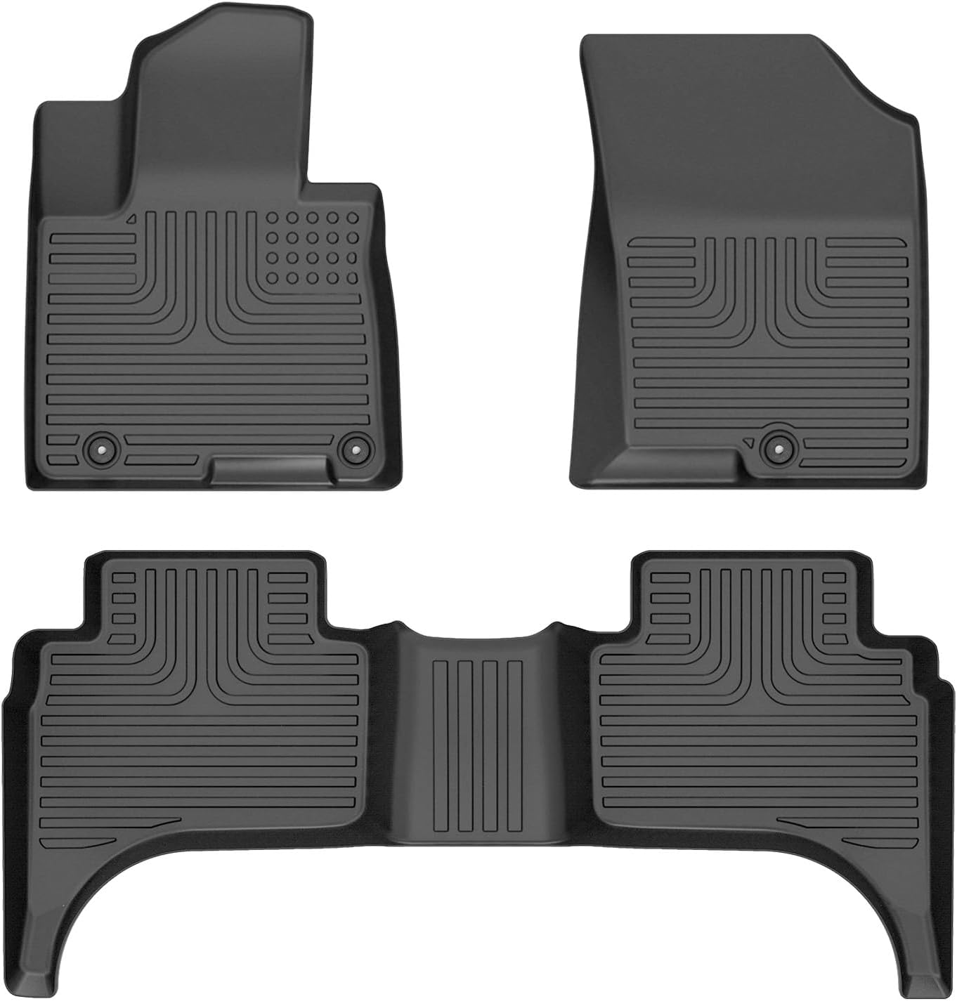 Wayhigh-All Weather Floor Mats Fit for Hyundai Santa Cruz 2022-2024 2025 Custom Fit TPE Heavy Duty Car Mats Santa Cruz Accessories-Black