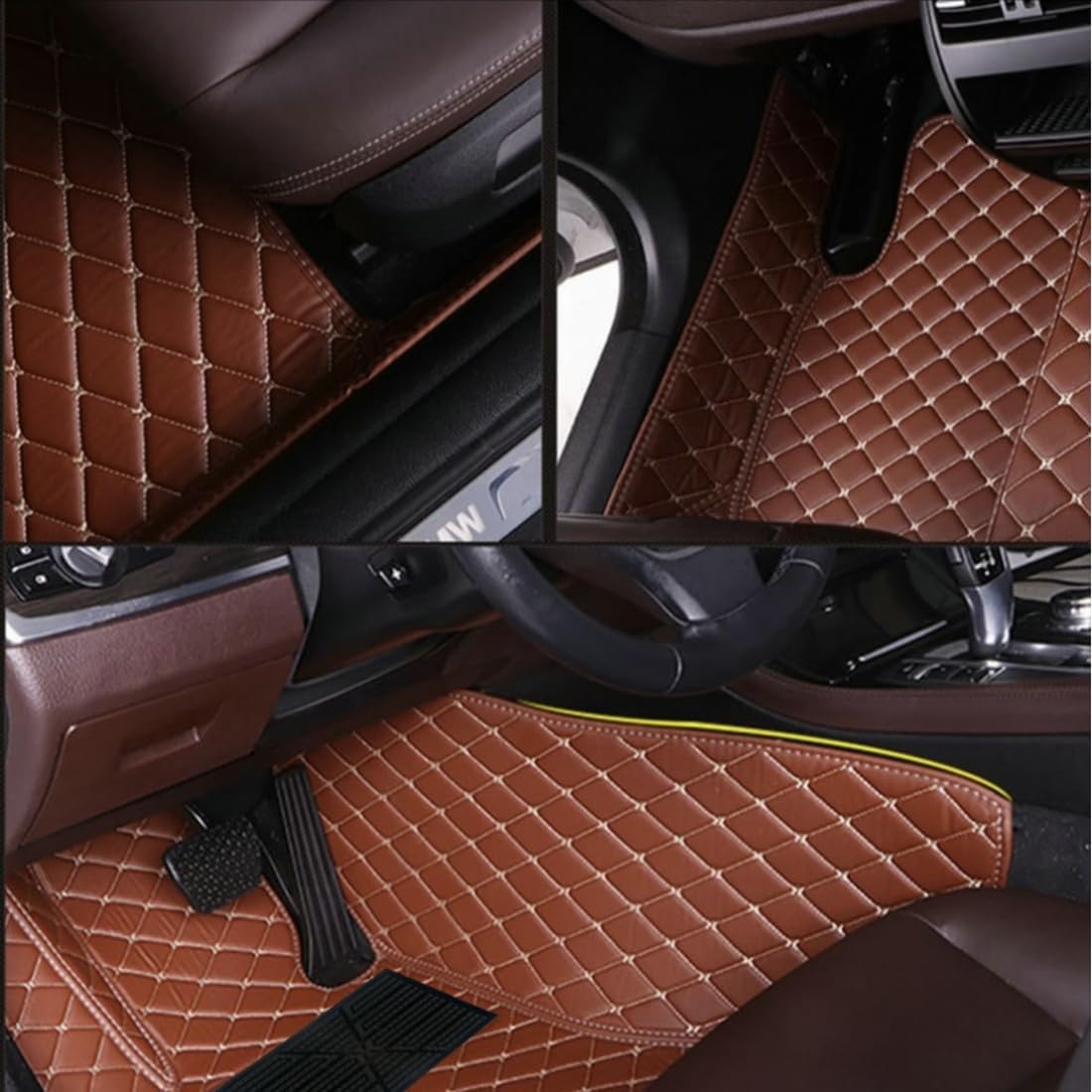 Custom Personalized Floor Mats for Cars，Luxury Full Coverage All Car Floor Mats，Anti-Slip Leather Car Mat Set ，Custom Floor Mats for 99% of Cars, Trucks & SUVs. (Green)
