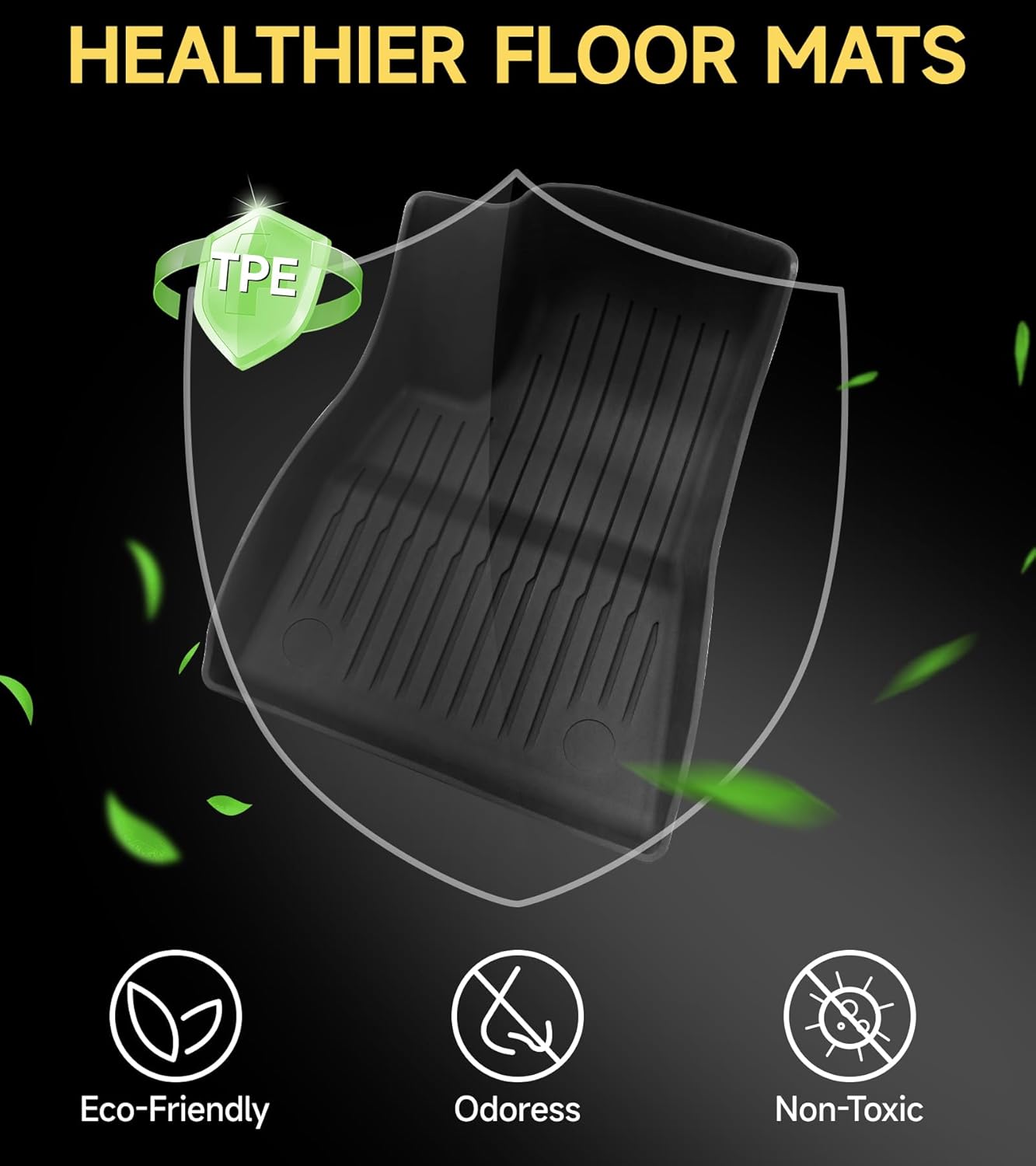 Floor Mats for 2024-2025 Tesla Model 3 Highland, Full Set All-Weather TPE Waterproof Cargo Liners, Non-Slip Front and Rear Trunk Mats, Set of 6