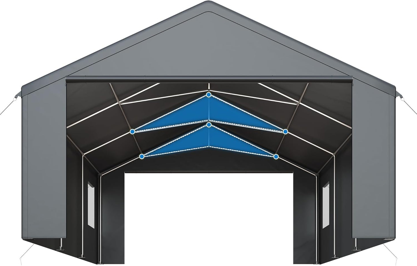 Polar Aurora Carport 20x20 FT, Heavy Duty Car Port Canopy, with 2 Side-Opening Door & Roll-Up Windows, Outdoor Portable Garage for Car, Truck, Boat, Motorcycle