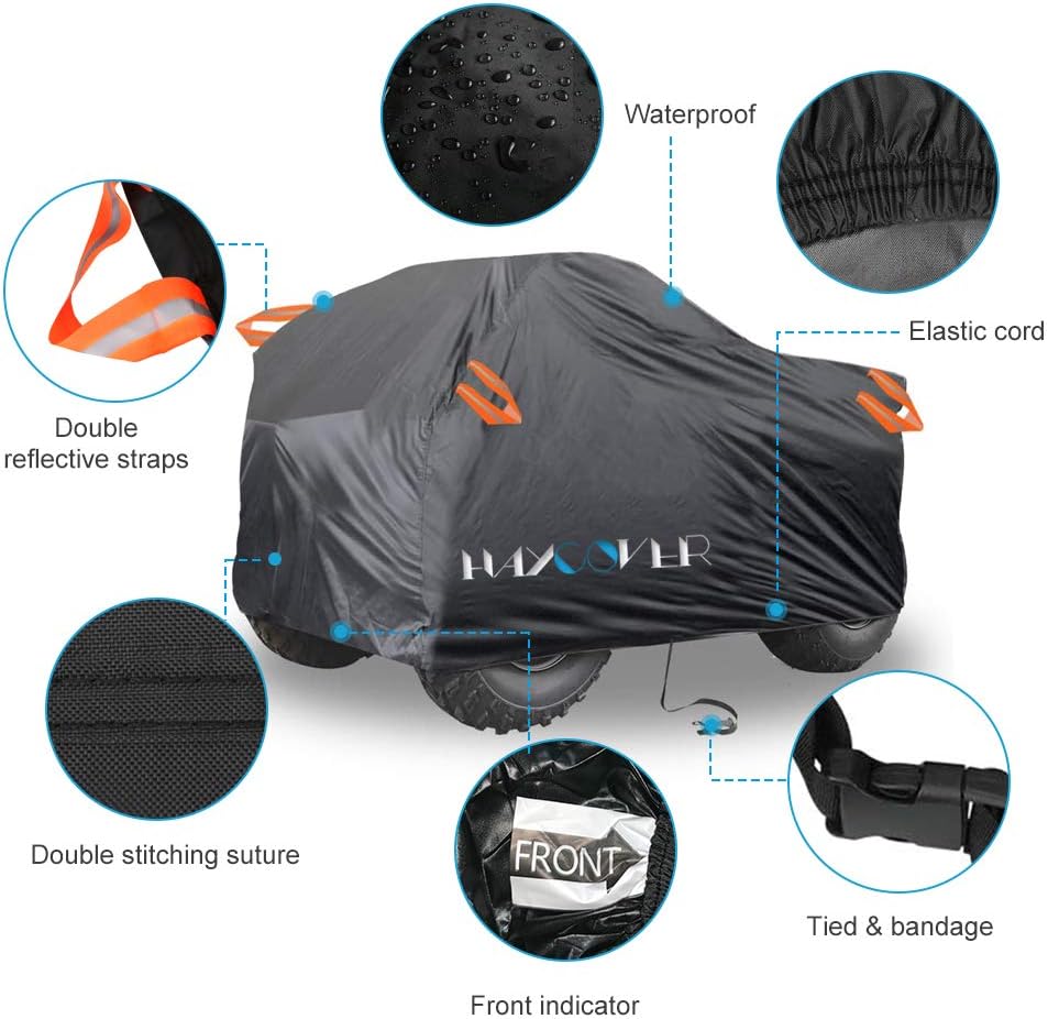 ATV Cover Waterproof, for Polaris Sportsman Yamaha Honda FourTrax Kawasaki Brute Force Wheel Car Black 101x43x47 inch (XXXL)