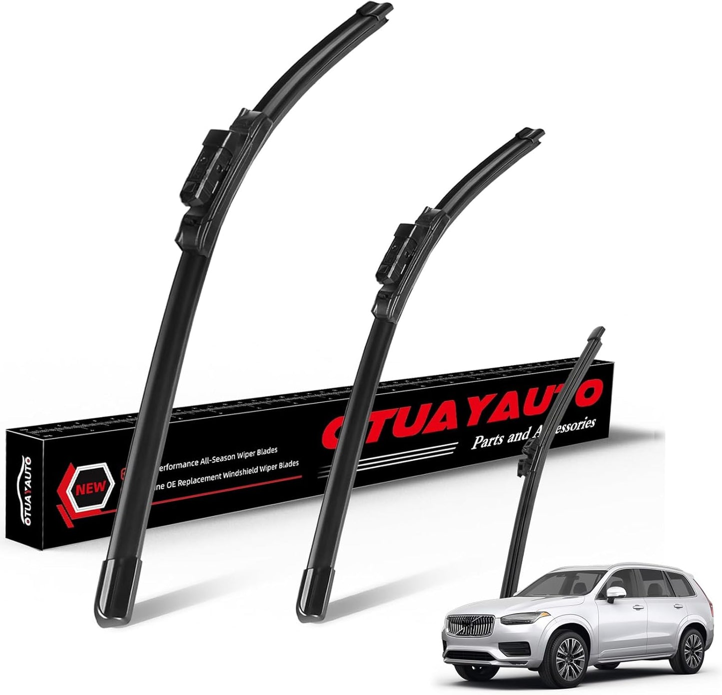 OTUAYAUTO Premium Windshield Wiper Blades - Replacement for Volvo XC90 2016-2022 - Precision Fit, All-Weather Performance, Front and Rear Wiper Blades, Top Lock - 24"+20"+14" (Pack of 3)