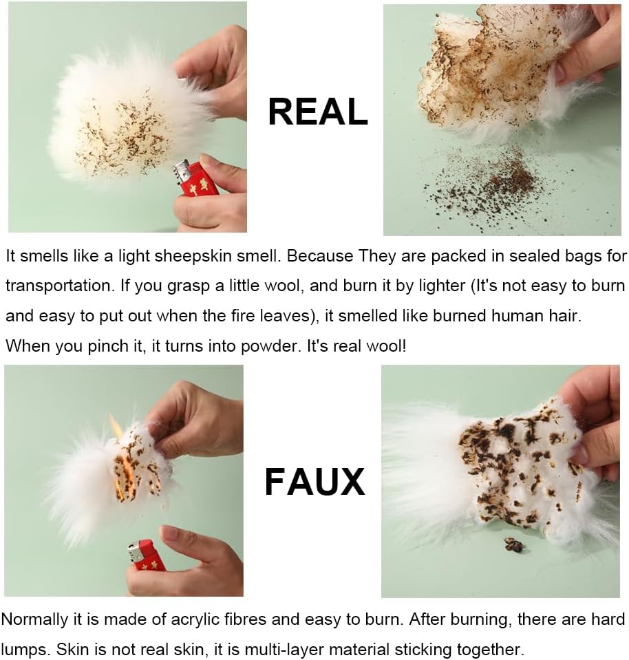 Fluffy Genuine Australia Sheepskin Car Seat Cover for Auto Interior Accessories with Soft Fuzzy Wool Eco-Friendly Natural Fur Non-Slip (White, Back)