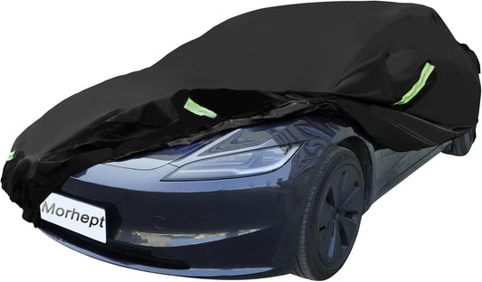 Car Cover for Tesla Model 3, Custom Fit Waterproof All Weather Full Exterior Cover Rain Snow UV Protection with Door Zipper Charging Port