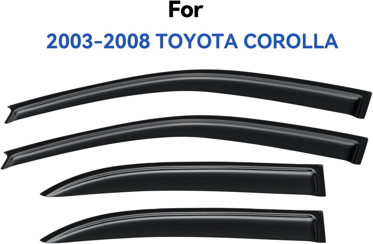Window Visors Rain Guards Shield for 2003-2008 Toyota Corolla, Out-Channel Window Vent Wind Deflectors Visors Shades for 03-08 Corolla