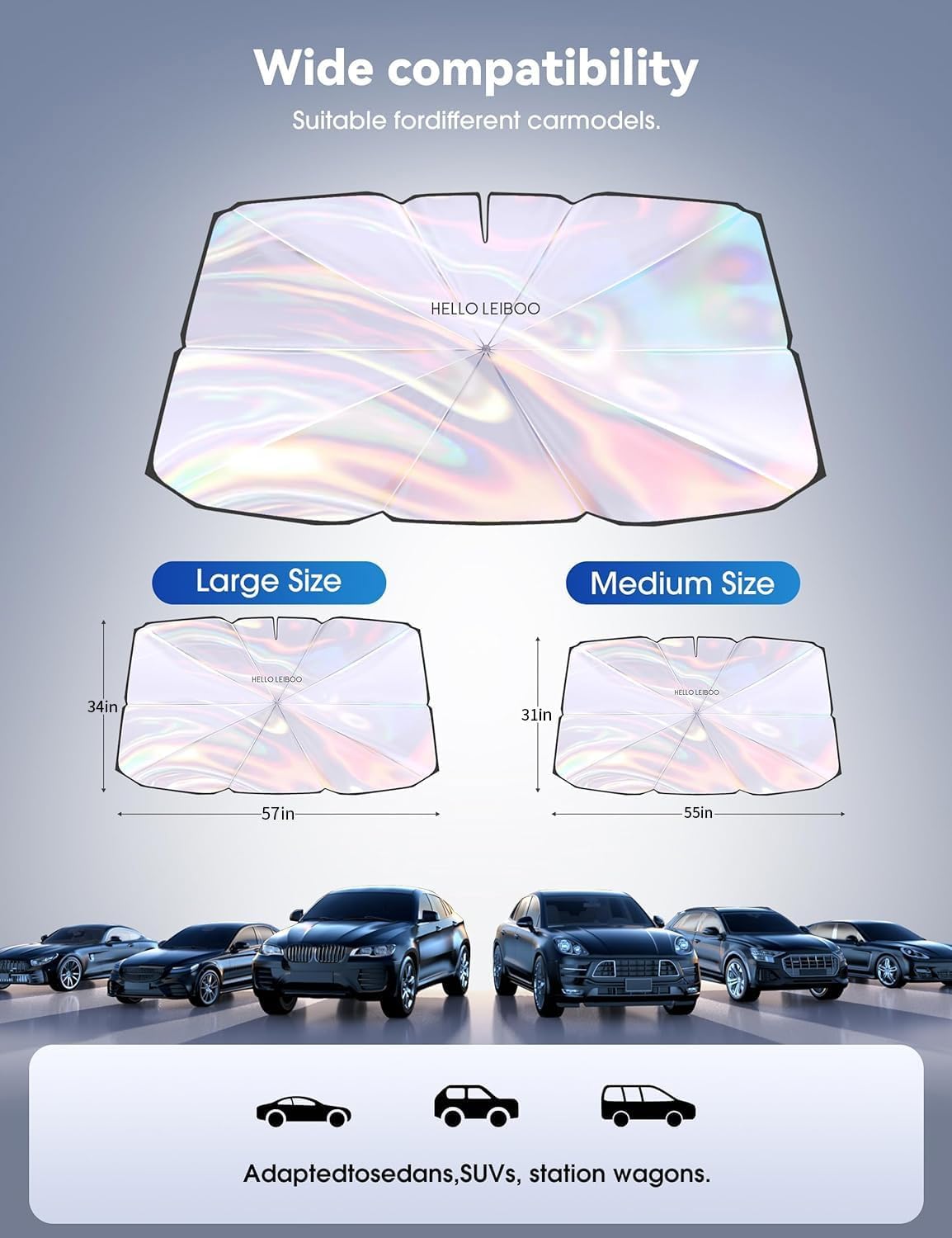 helloleiboo 𝟐𝟎𝟐5 𝑼𝑷𝑮𝑹𝑨𝑫𝑬 Car Windshield Sun Shade Umbrella,Colorful 360°Rotating Foldable Windshield Sun Shade Front Window Reflective Polyester Blocks Heat and Sun Sun Shade for Cars SUV