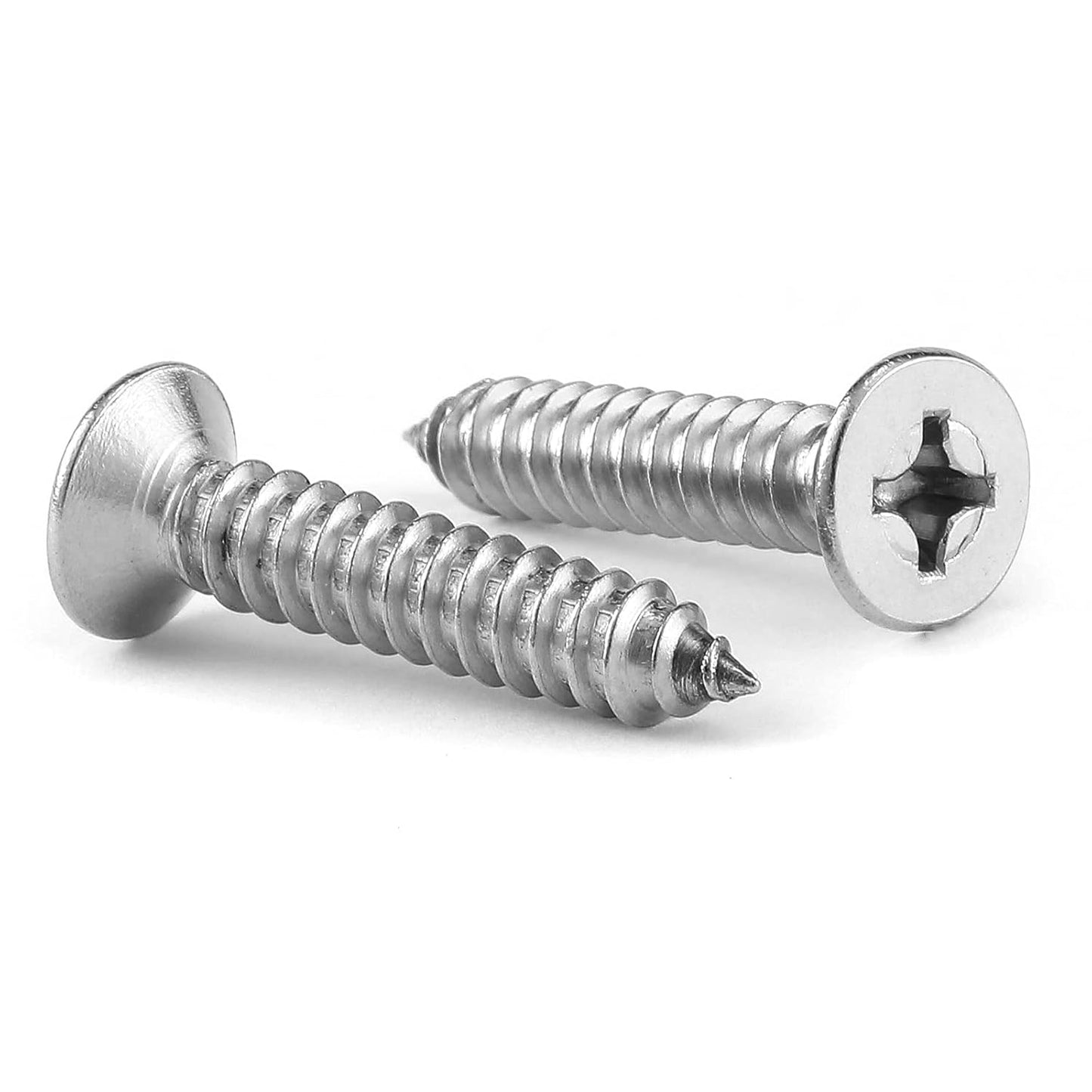 #6 x 3/4" Wood Screw 100Pcs 18-8 (304) Stainless Steel Screws Flat Head Phillips Fast Self Tapping Drywall Screws by SG TZH