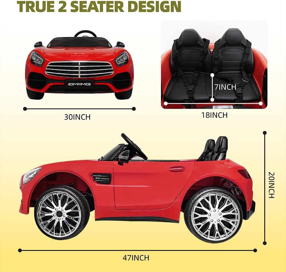 12V Ride On Car for Kids, Electric Car with Remote Control, Bluetooth Music Player for 3-8 Year Old, Red