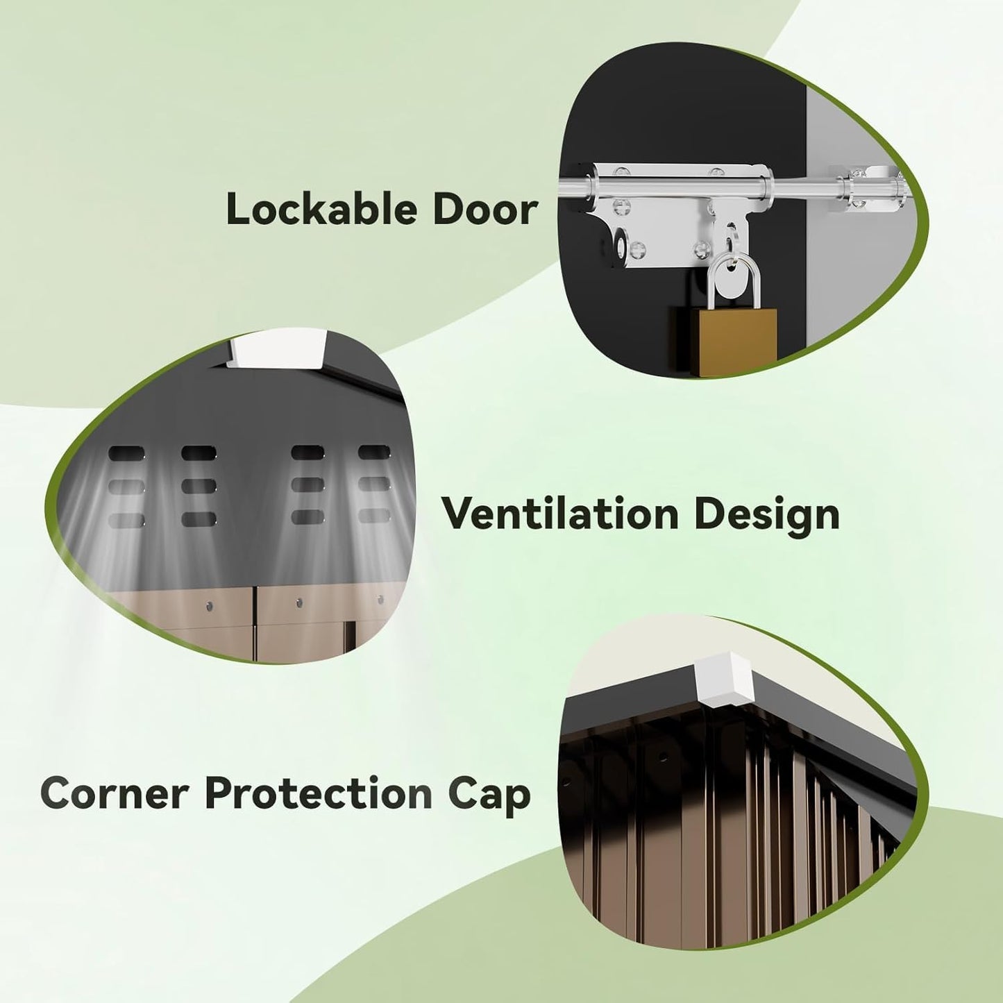 COMHOMA Shed Outdoor Storage Shed Metal,Lockable Doors Tool Sheds with Sloping Roof,Steel Garden Shed with Air Vent for Backyard,Patio,Lawn,Poolside (Brown, 8'*6')