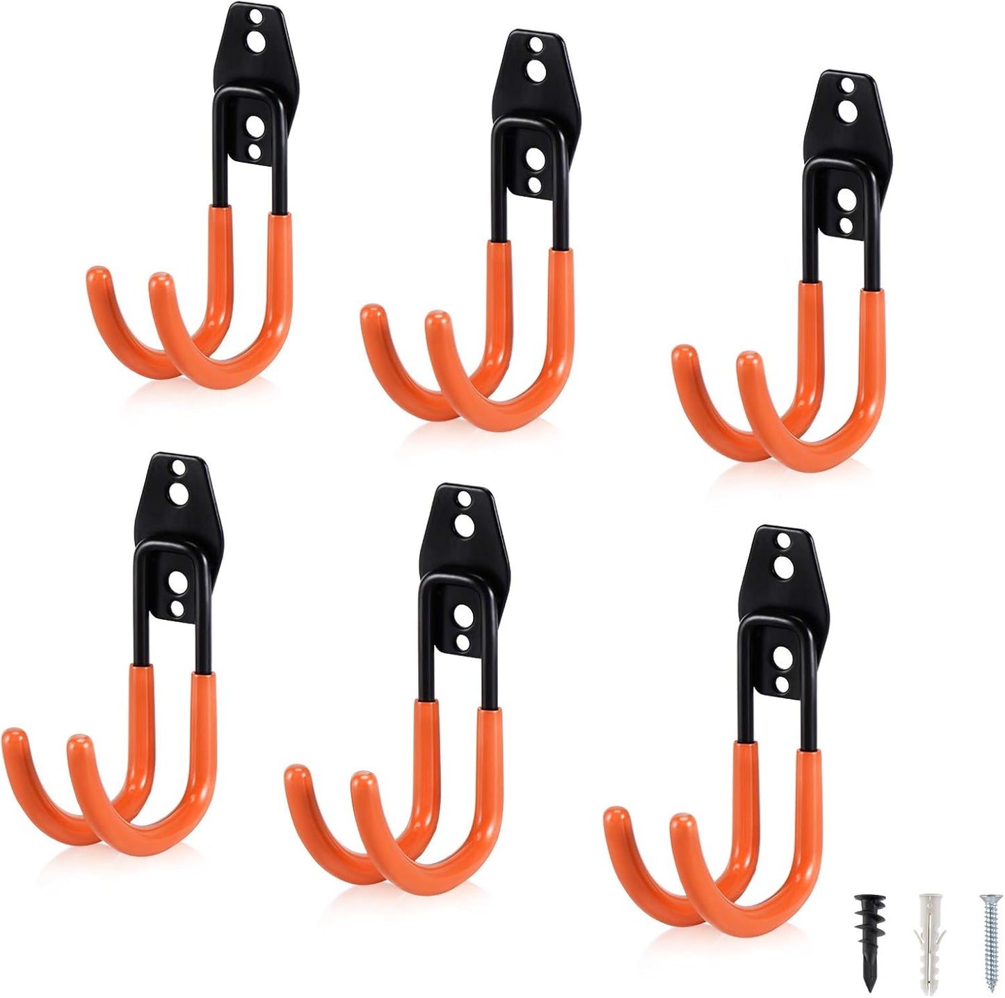 AOBEN Garage Hooks Heavy Duty, Steel Garage Storage Hooks, Utility Tool Hangers and Combinable Wall Mount for Organizing Ladders, Bikes, Hoses, and More Equipment (Large J, 6 Pack)