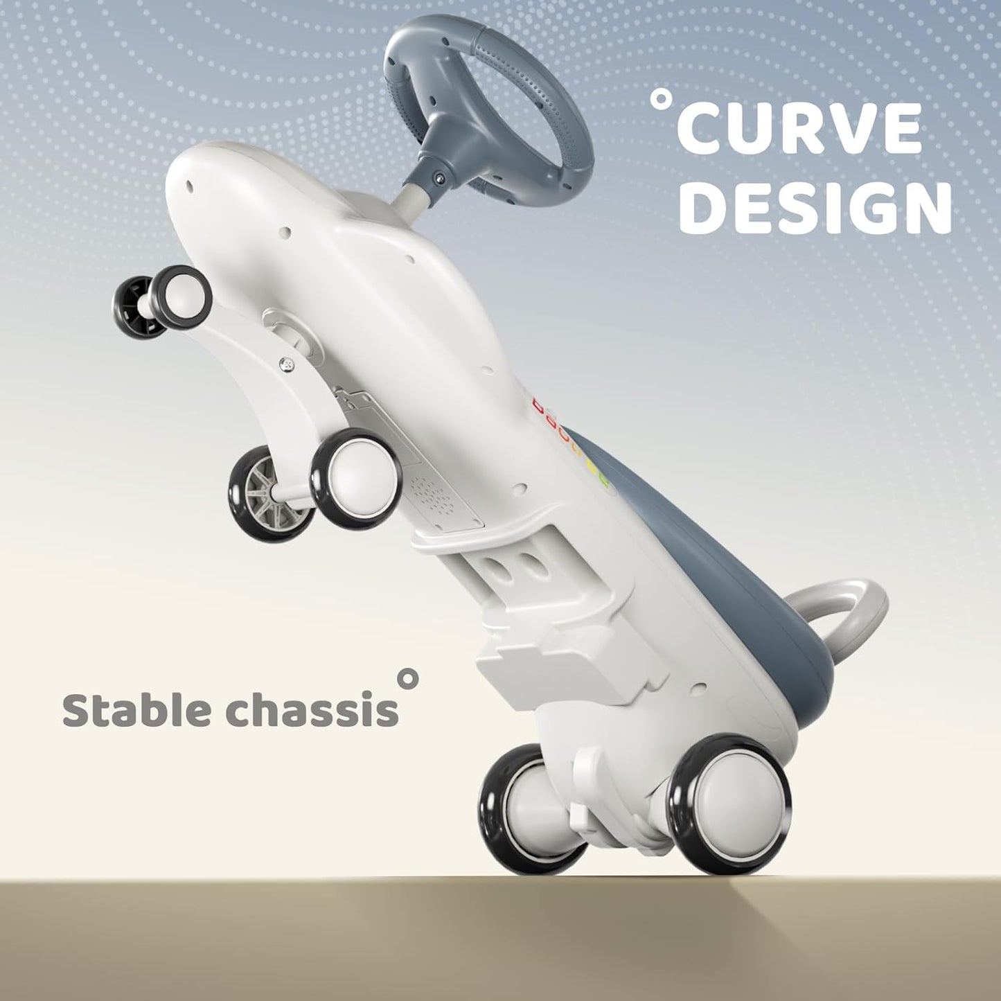 Kids Electric Ride On Car 12V - Electric Wiggle Car with Rechargeable Battery, LED Lights & Music,Anti-Rollover for Boys Girls Ages 3-8, Indoor/Outdoor Toy Vehicle up to 150 lbs