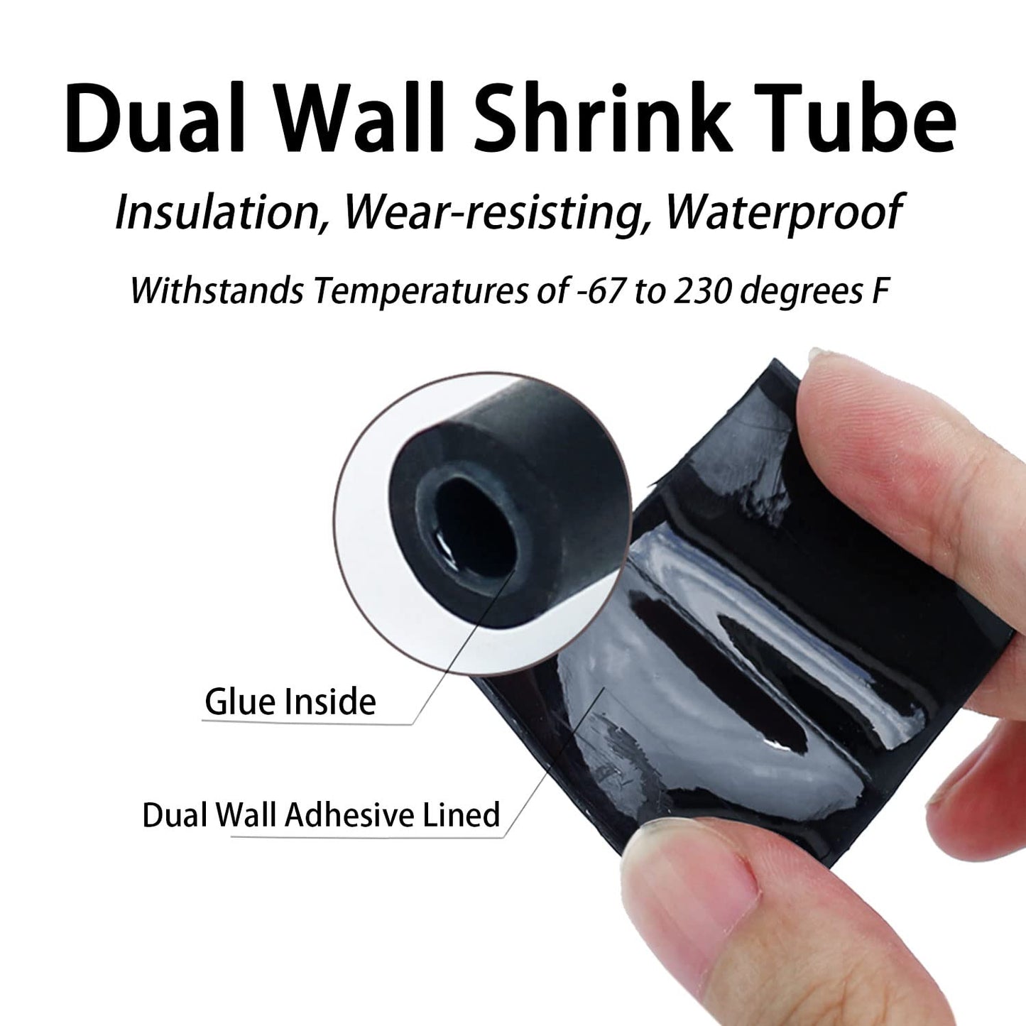 3:1 Ratio Heat Shrink Tubing Roll Adhesive Lined Industrial Marine Grade Dual Wall Heat Shrink Tube Waterproof and Sealed Black (1 inch(25.4 mm), 30 Feet)