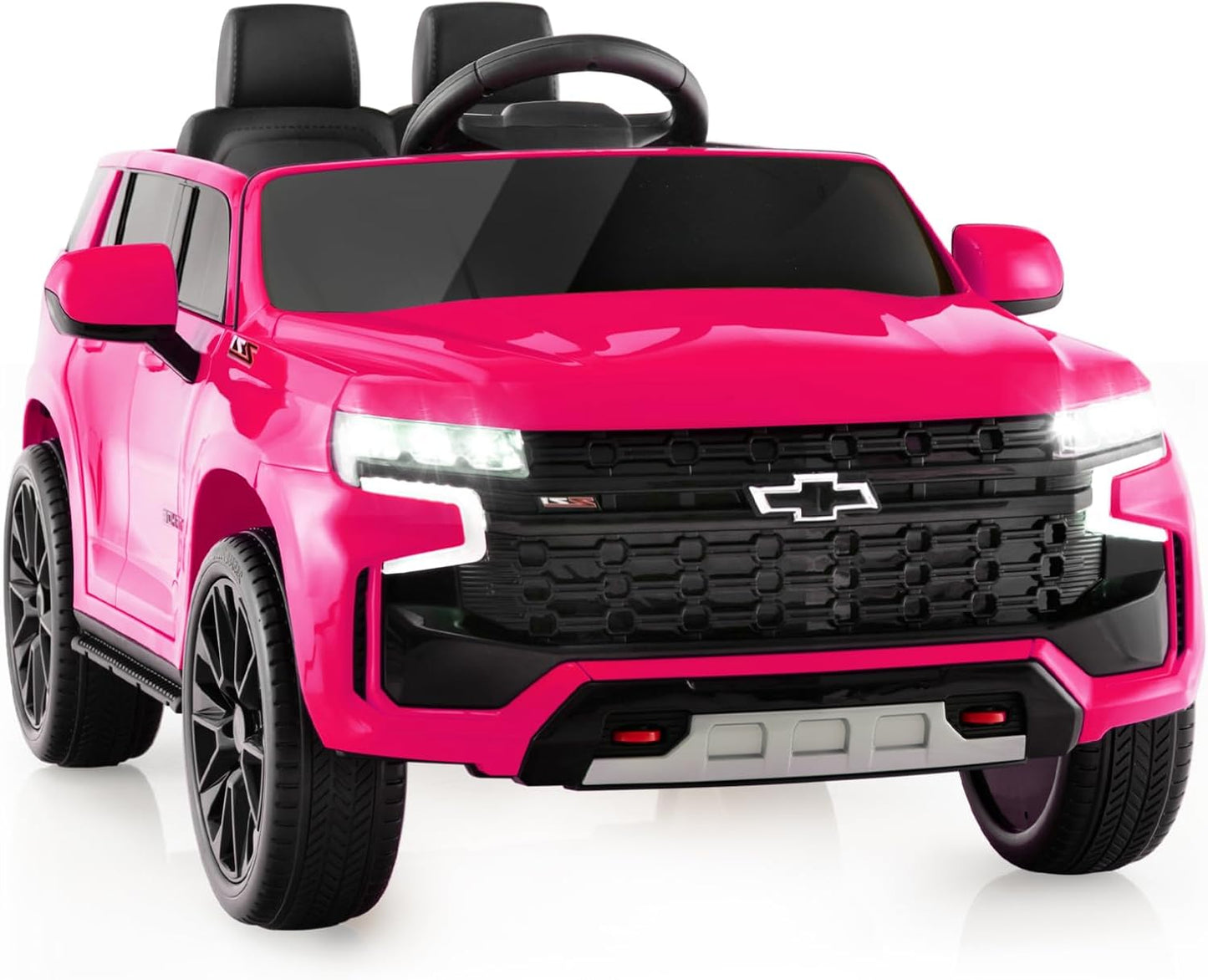 HONEY JOY Ride On Truck, 12V Licensed Chevrolet Tahoe, Chevy Electric Vehicle for Kids, Soft Start, Music, Lights, Battery Powered Ride On Car Toy with Remote Control, Gift for Boys Girls (Pink)